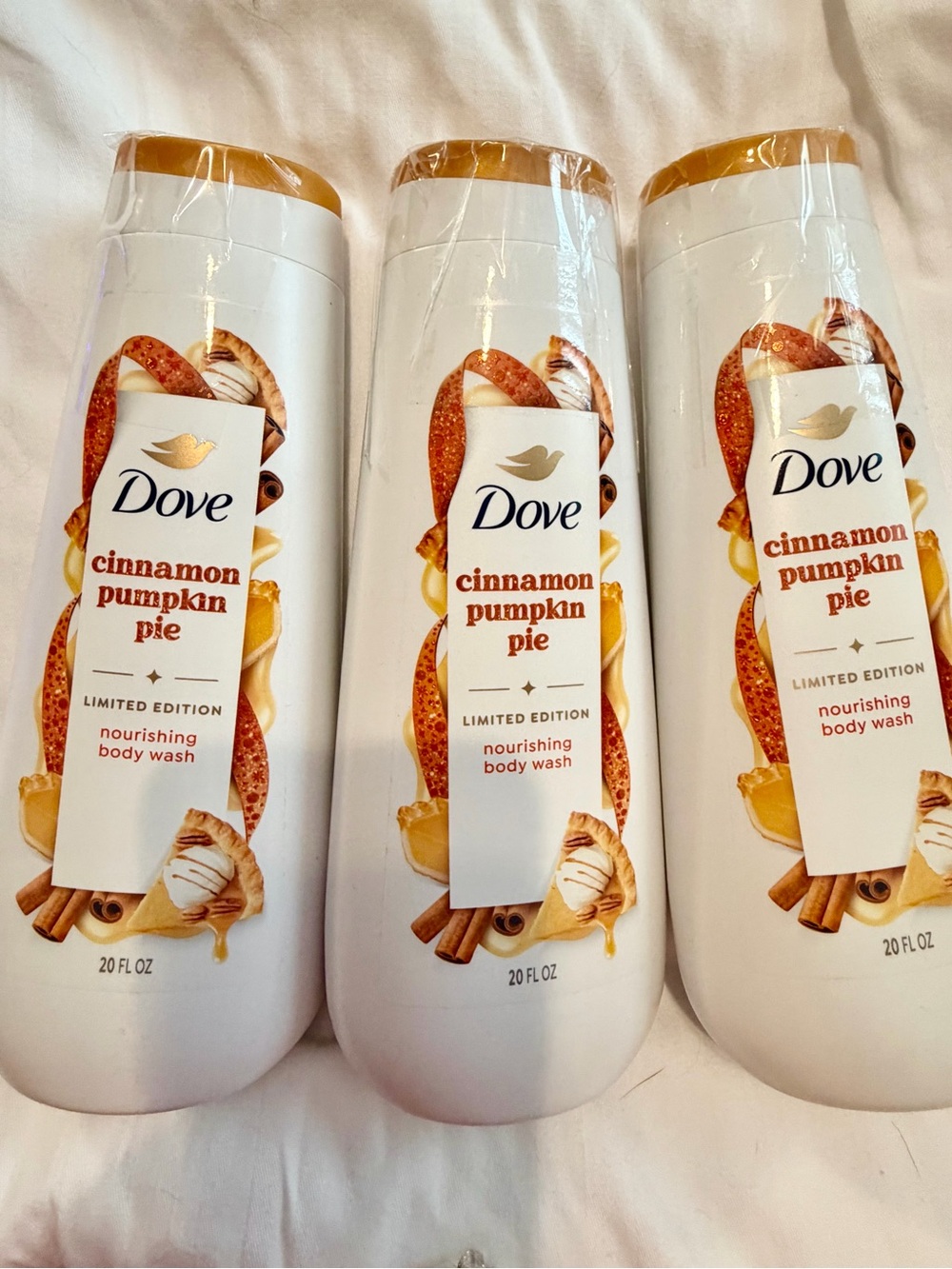 3 Dove Cinnamon Pumpkin Pie Body Wash 20oz New